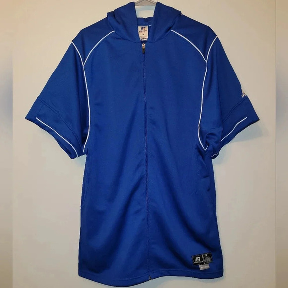 Vintage Russell Athletic Warm Up/Starter hooded short sleeve jacket - Picture 2 of 12